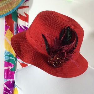 Lo Giovanni red fabric brimmed hat